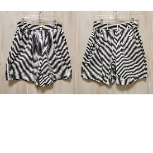 Vintage Izod High Rise Tailored B&W Striped Shorts Size 6 - Picture 7 of 13